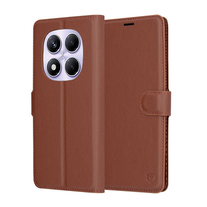 Husa pentru Xiaomi Redmi Note 14 Pro 4G, Techsuit, Leather Folio, Maro