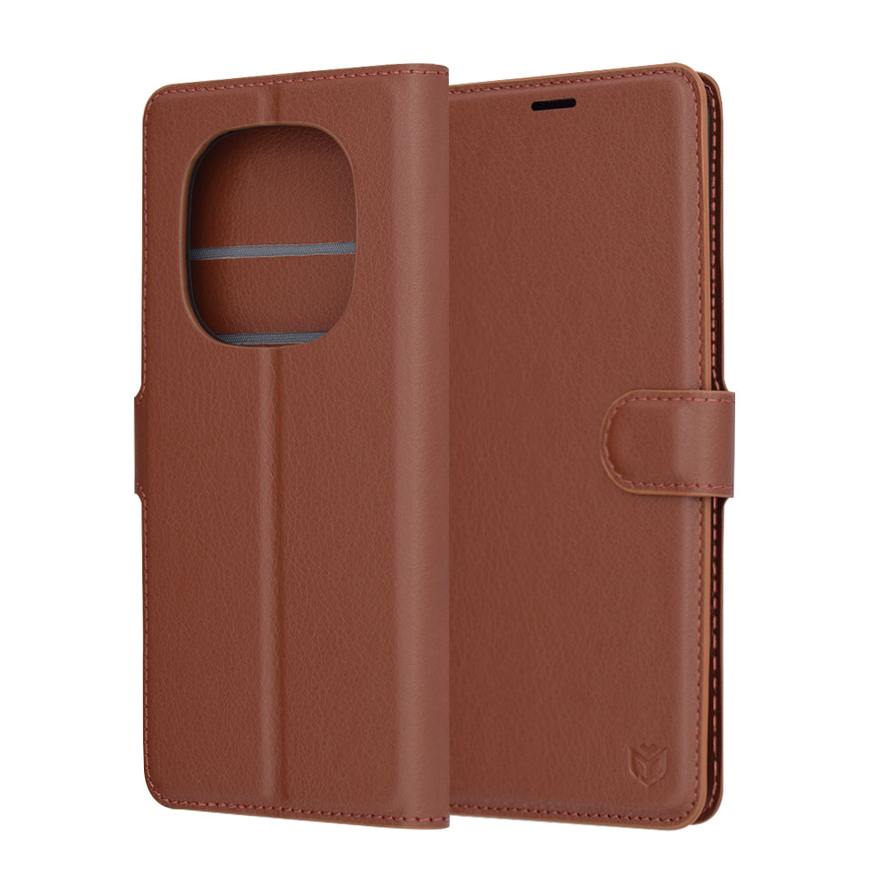 Husa pentru Xiaomi Redmi Note 14 Pro 4G, Techsuit, Leather Folio, Maro