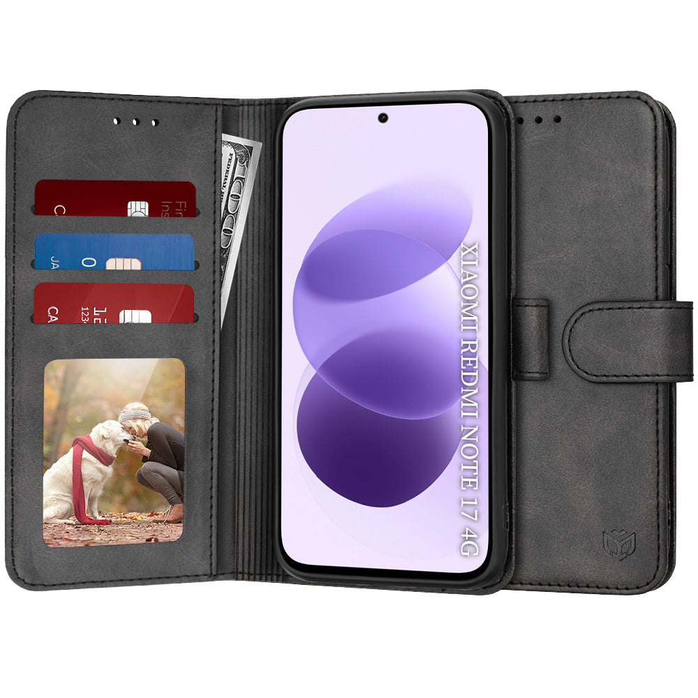 Husa pentru Xiaomi Redmi Note 17 4G / Note 17 5G, Techsuit, Diary Book, Neagra