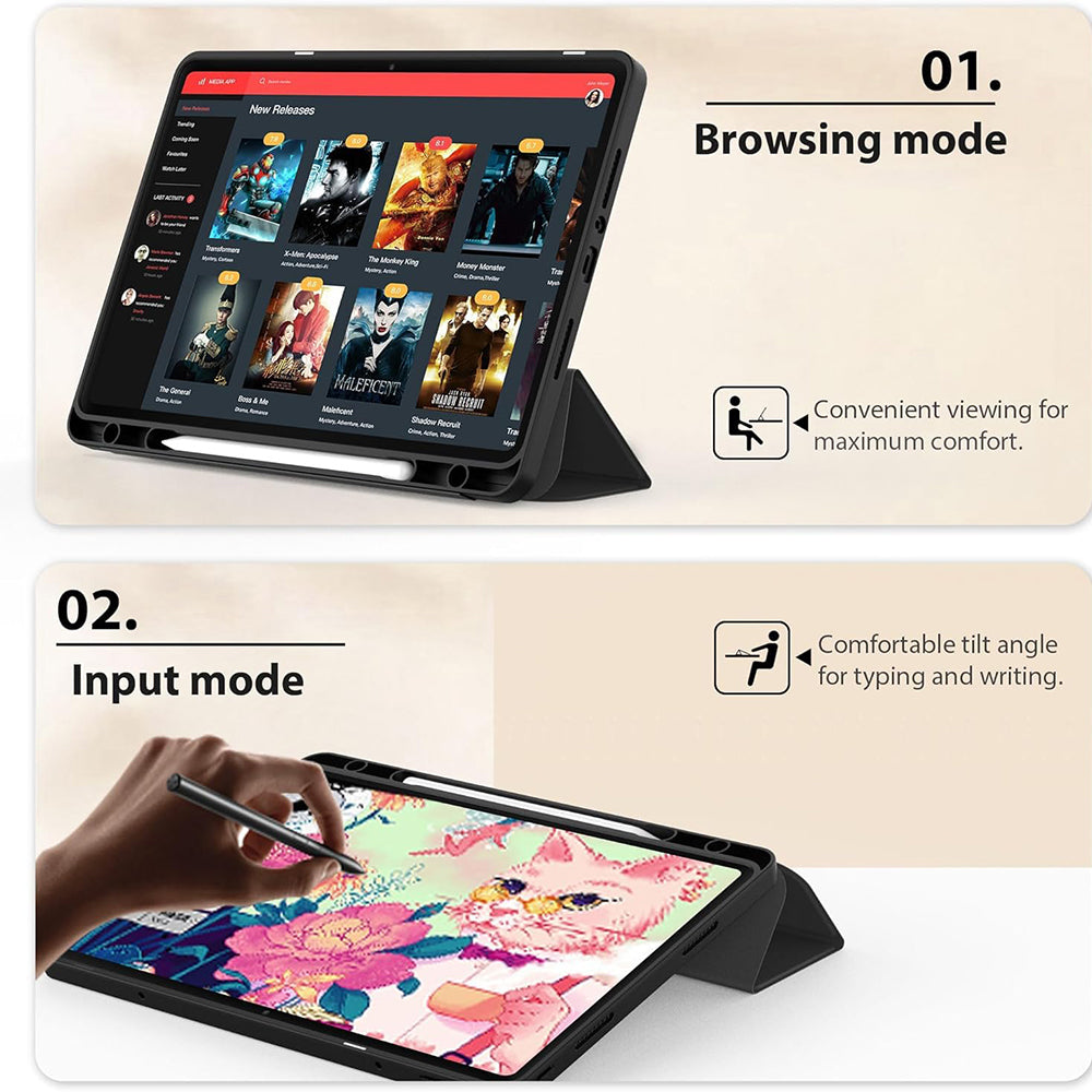 Husa pentru Xiaomi Redmi Pad SE 8.7, Techsuit, Flex Trifold, Neagra