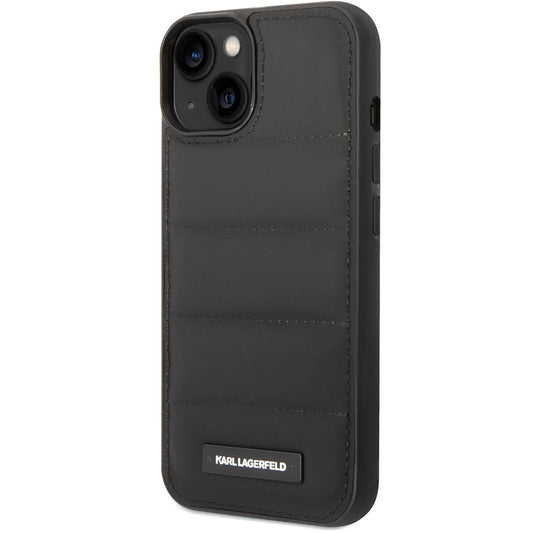 Husa pentru Apple iPhone 14 Plus, Karl Lagerfeld, Quilted Puffy Metal Logo, Neagra
