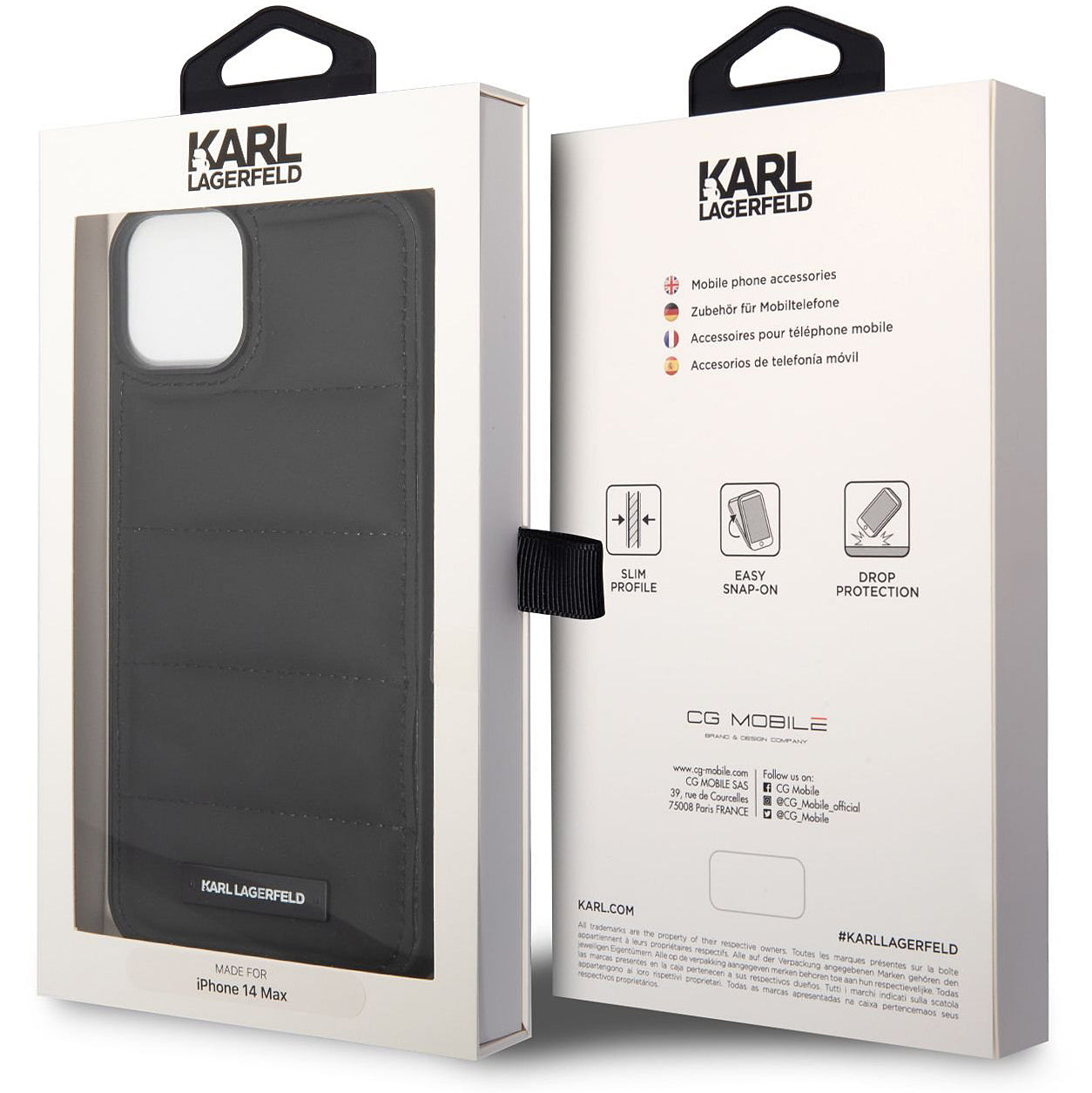 Husa pentru Apple iPhone 14 Plus, Karl Lagerfeld, Quilted Puffy Metal Logo, Neagra