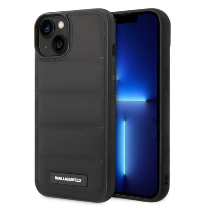 Husa pentru Apple iPhone 14 Plus, Karl Lagerfeld, Quilted Puffy Metal Logo, Neagra