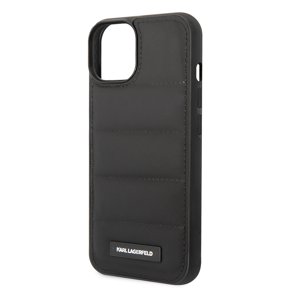 Husa pentru Apple iPhone 14 Plus, Karl Lagerfeld, Quilted Puffy Metal Logo, Neagra