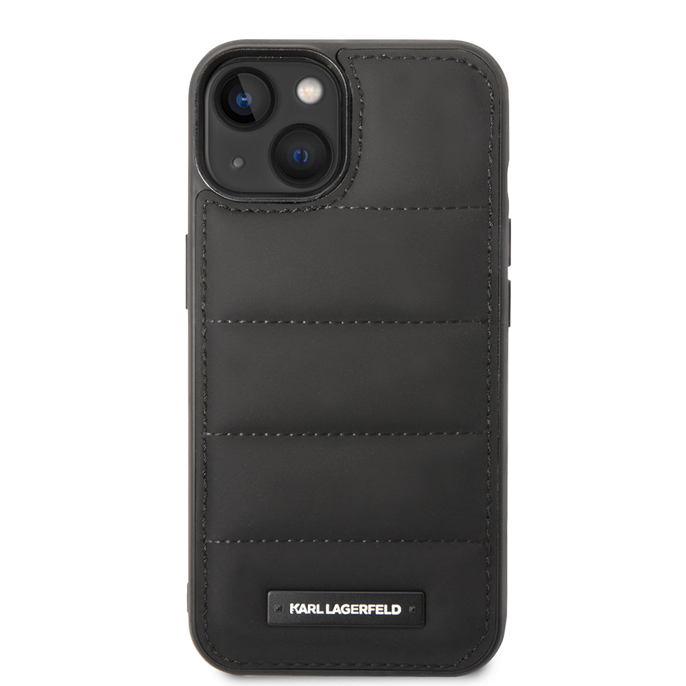 Husa pentru Apple iPhone 14 Plus, Karl Lagerfeld, Quilted Puffy Metal Logo, Neagra