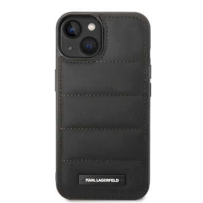 Husa pentru Apple iPhone 14 Plus, Karl Lagerfeld, Quilted Puffy Metal Logo, Neagra
