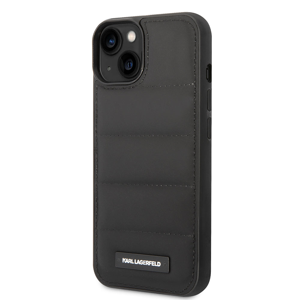 Husa pentru Apple iPhone 14 Plus, Karl Lagerfeld, Quilted Puffy Metal Logo, Neagra