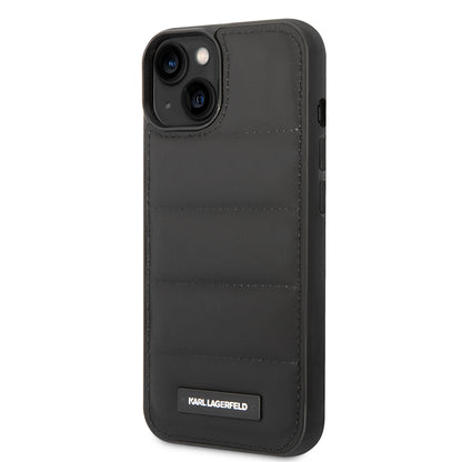 Husa pentru Apple iPhone 14 Plus, Karl Lagerfeld, Quilted Puffy Metal Logo, Neagra