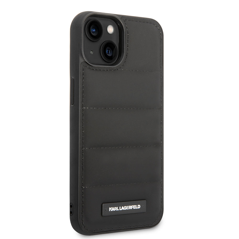 Husa pentru Apple iPhone 14 Plus, Karl Lagerfeld, Quilted Puffy Metal Logo, Neagra