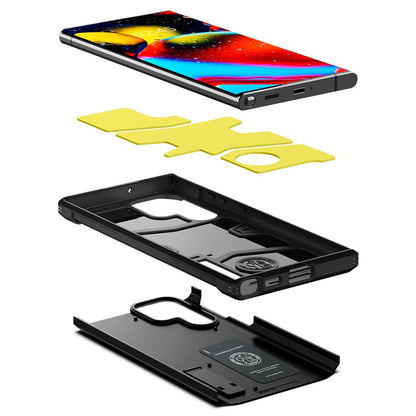 Husa pentru Samsung Galaxy S22 Ultra 5G S908, Spigen, Tough Armor, Neagra ACS03923