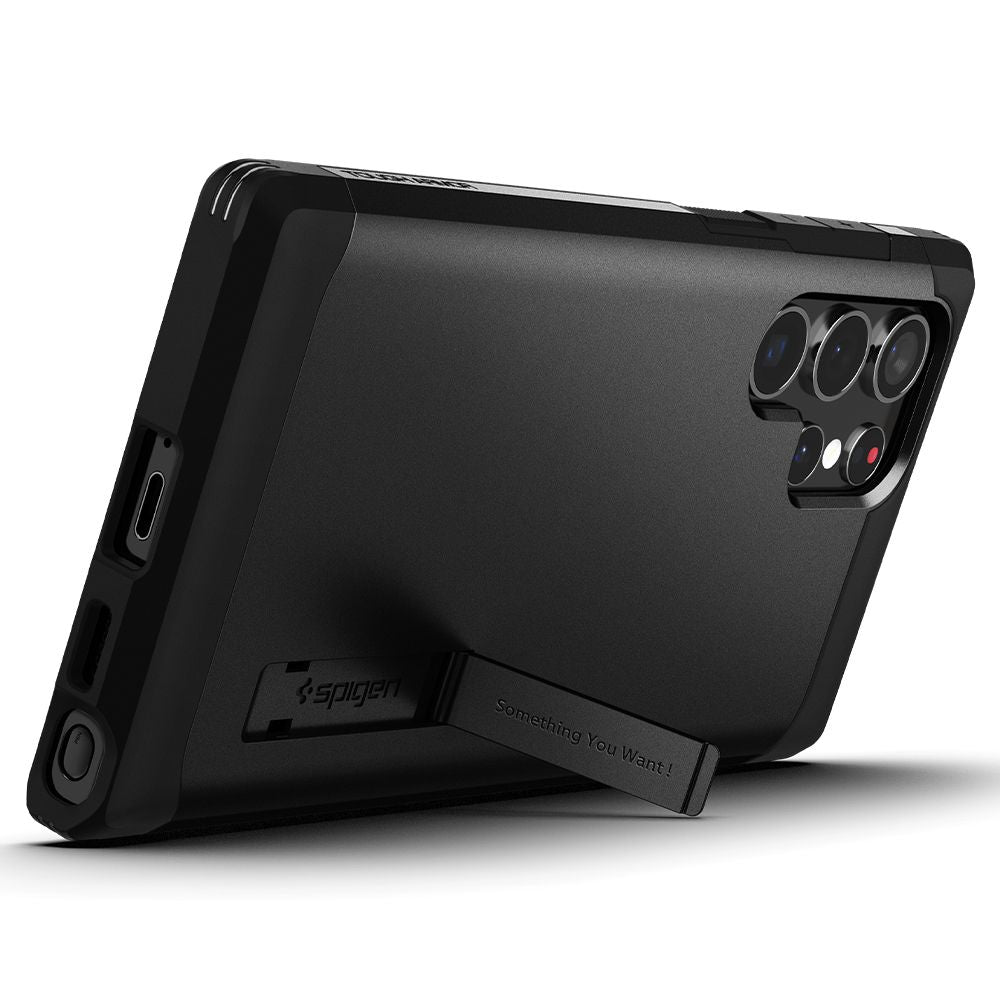 Husa pentru Samsung Galaxy S22 Ultra 5G S908, Spigen, Tough Armor, Neagra ACS03923