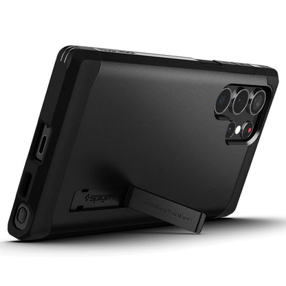 Husa pentru Samsung Galaxy S22 Ultra 5G S908, Spigen, Tough Armor, Neagra ACS03923