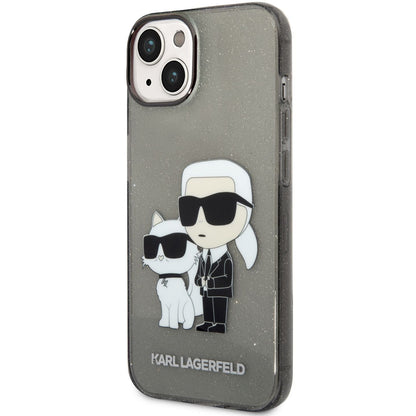 Husa pentru Apple iPhone 14 Plus, Karl Lagerfeld, IML Glitter Karl and Choupette NFT, Neagra