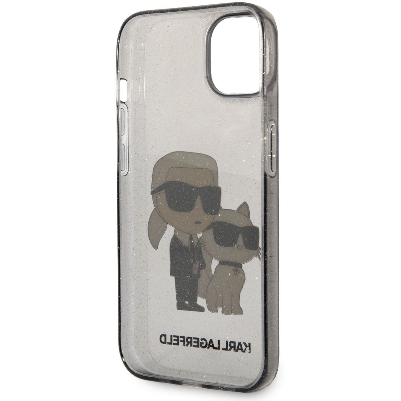 Husa pentru Apple iPhone 14 Plus, Karl Lagerfeld, IML Glitter Karl and Choupette NFT, Neagra