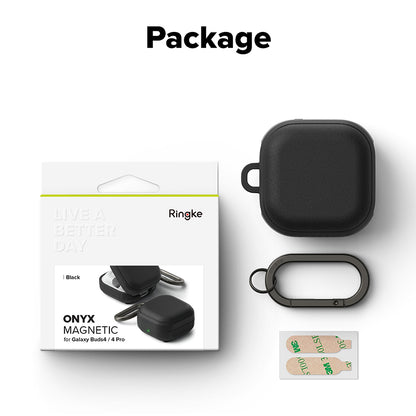 Husa Ringke Onyx Magnetic pentru Samsung Galaxy Buds4 / Buds4 Pro, Neagra