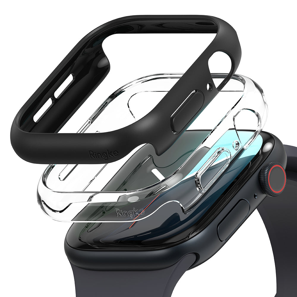 Husa Ringke Slim pentru Apple Watch Series 10 / 11 46mm, Set 2 bucati, Neagra Mata / Transparenta