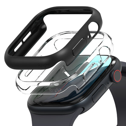 Husa Ringke Slim pentru Apple Watch Series 10 / 11 46mm, Set 2 bucati, Neagra Mata / Transparenta