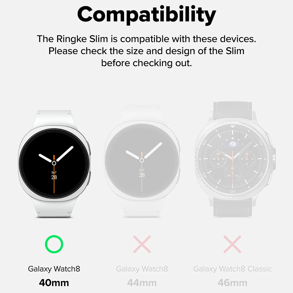 Husa Ringke Slim pentru Samsung Galaxy Watch8 40mm, Set 2 bucati, Neagra Mata
