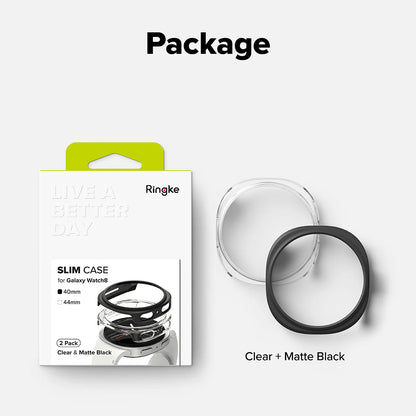 Husa Ringke Slim pentru Samsung Galaxy Watch8 40mm, Set 2 bucati, Neagra Mata