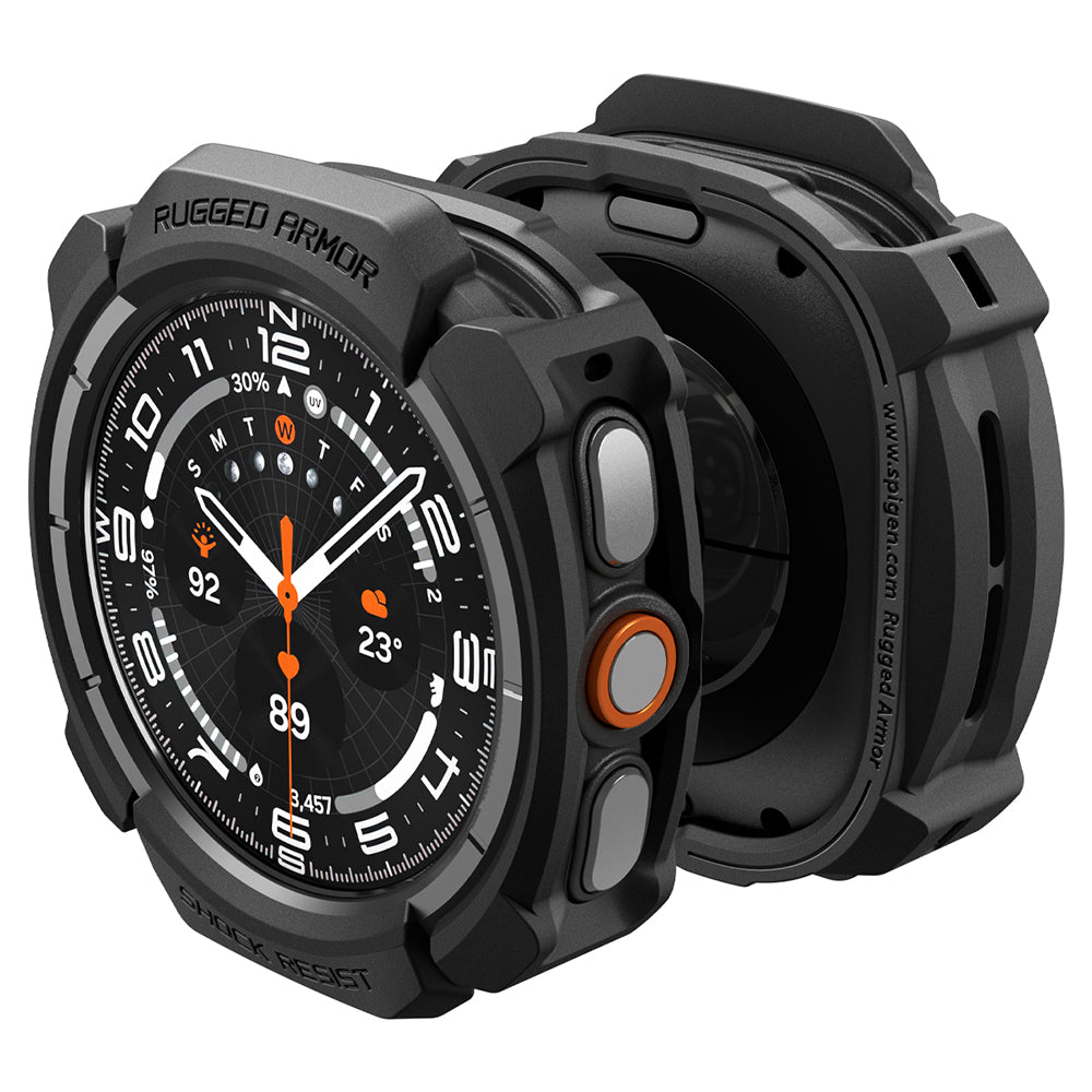 Husa Spigen Rugged Armor pentru Samsung Galaxy Watch Ultra2, Neagra Mata ACS11611