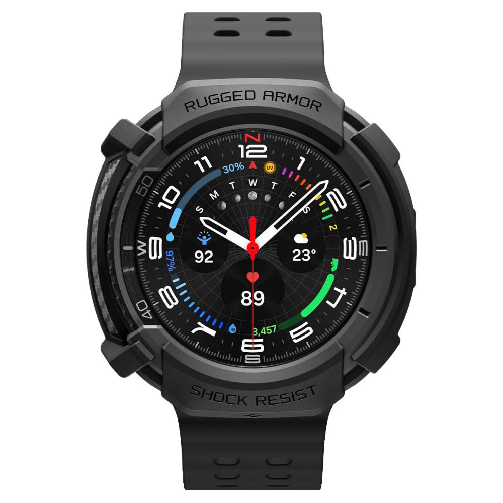Husa Spigen Rugged Armor pentru Samsung Galaxy Watch8 Classic, Neagra Mata ACS10012