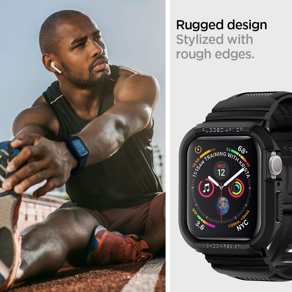 Husa Spigen Rugged Armor Pro pentru Apple Watch 44mm Series, Neagra 062CS25324