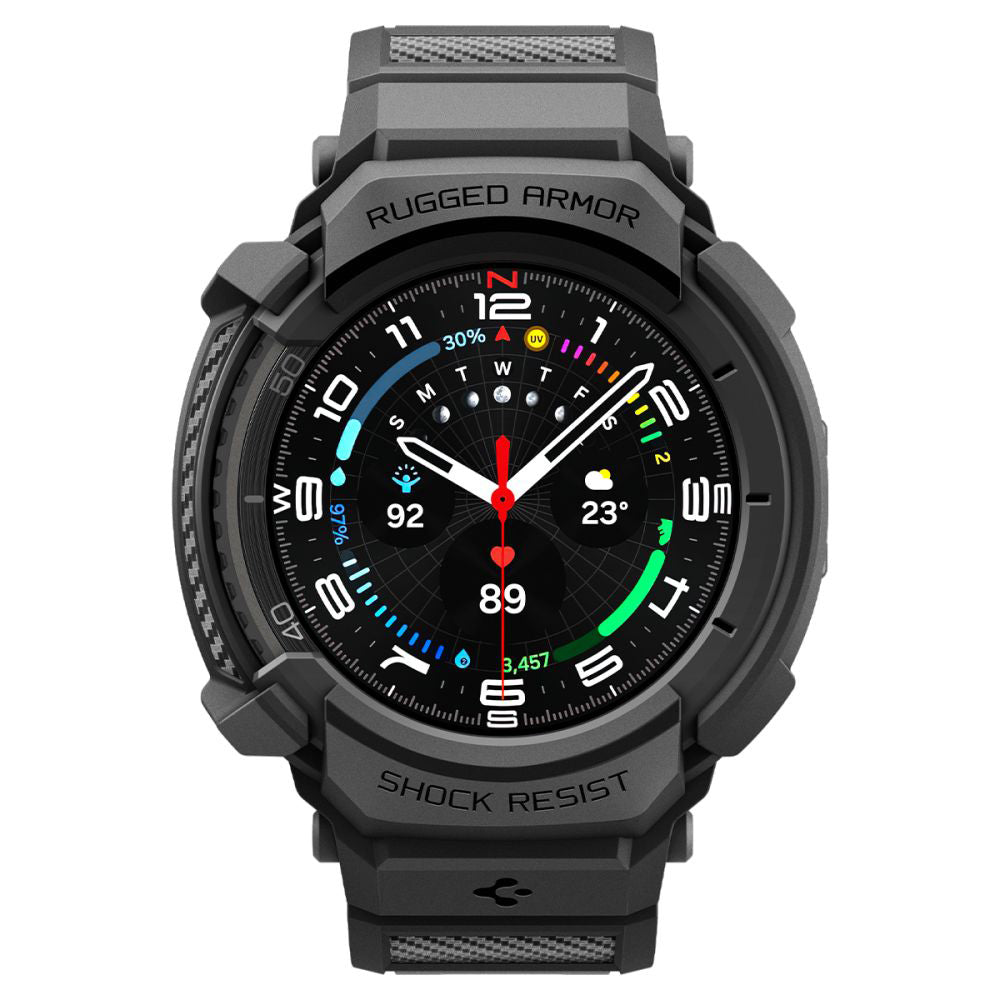 Husa Spigen Rugged Armor Pro pentru Samsung Galaxy Watch8 Classic, Neagra Mata ACS10013