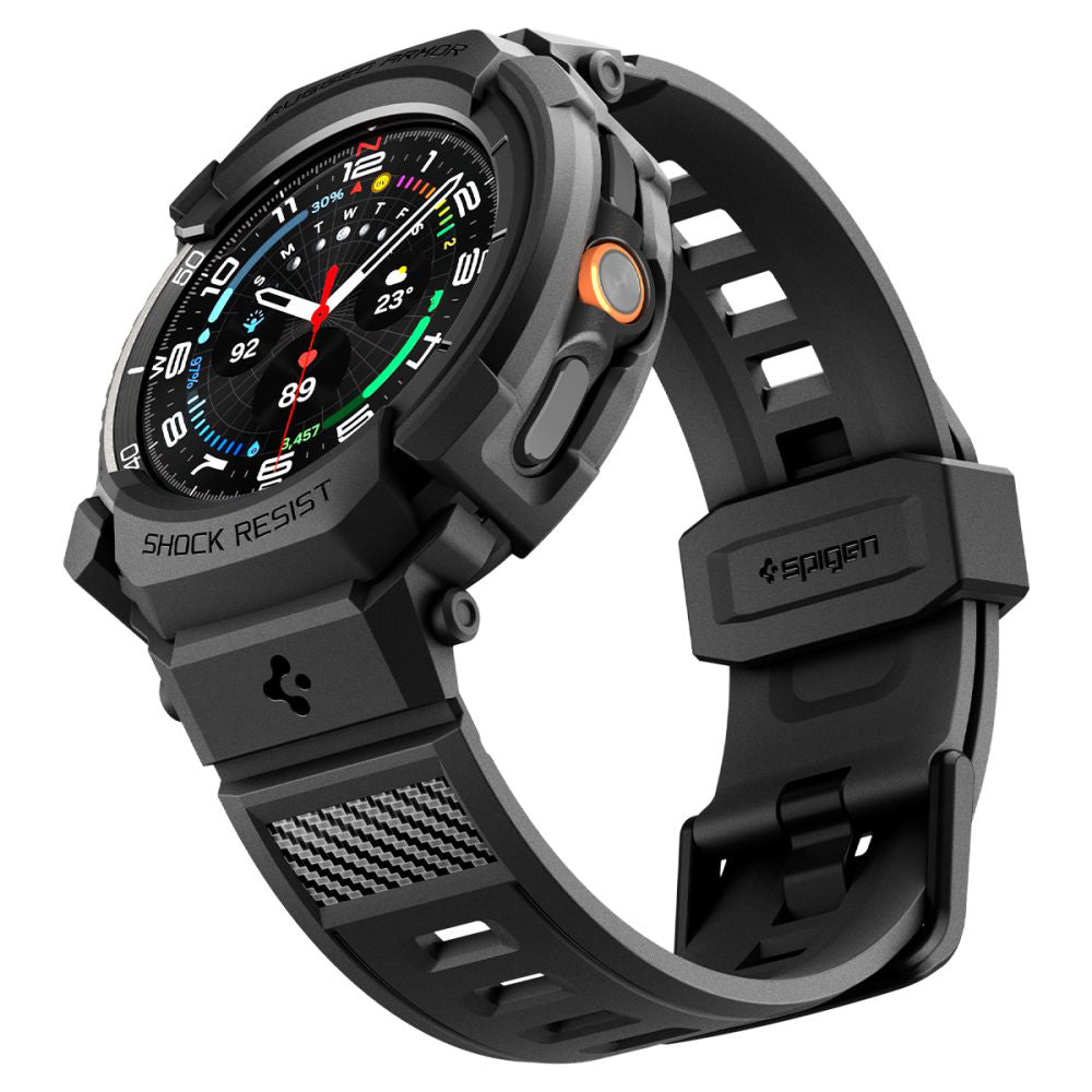 Husa Spigen Rugged Armor Pro pentru Samsung Galaxy Watch8 Classic, Neagra Mata ACS10013