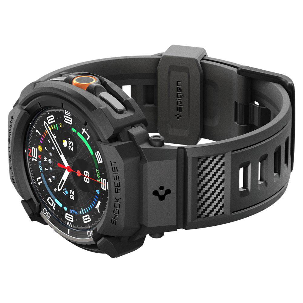 Husa Spigen Rugged Armor Pro pentru Samsung Galaxy Watch8 Classic, Neagra Mata ACS10013