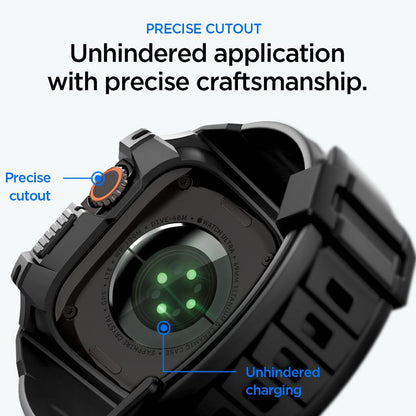 Husa Spigen Rugged Armor Pro with Screen Protector pentru Apple Watch Ultra Series, Neagra ACS12053