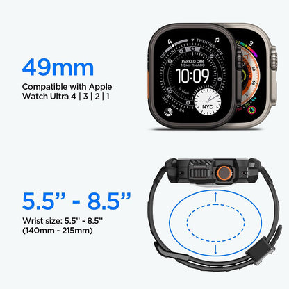 Husa Spigen Rugged Armor Pro with Screen Protector pentru Apple Watch Ultra Series, Neagra ACS12053