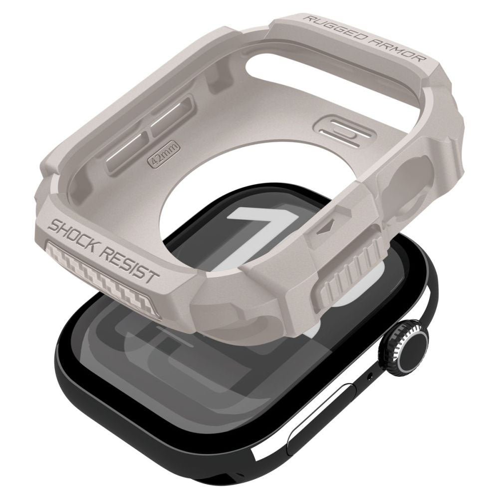 Husa Spigen Rugged Armor V2 pentru Apple Watch Series 10 / 11 42mm, Bej