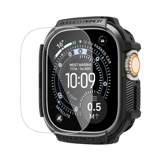 Husa Spigen Rugged Armor with Screen Protector pentru Apple Watch Ultra Series, Neagra ACS11414