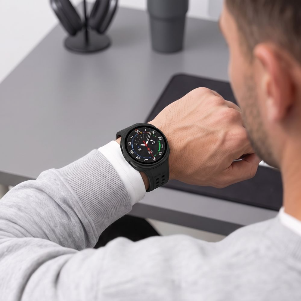 Husa Tech-Protect Defense pentru Samsung Galaxy Watch 9 / Watch8 44mm, Set 2 bucati, Neagra / Transparenta
