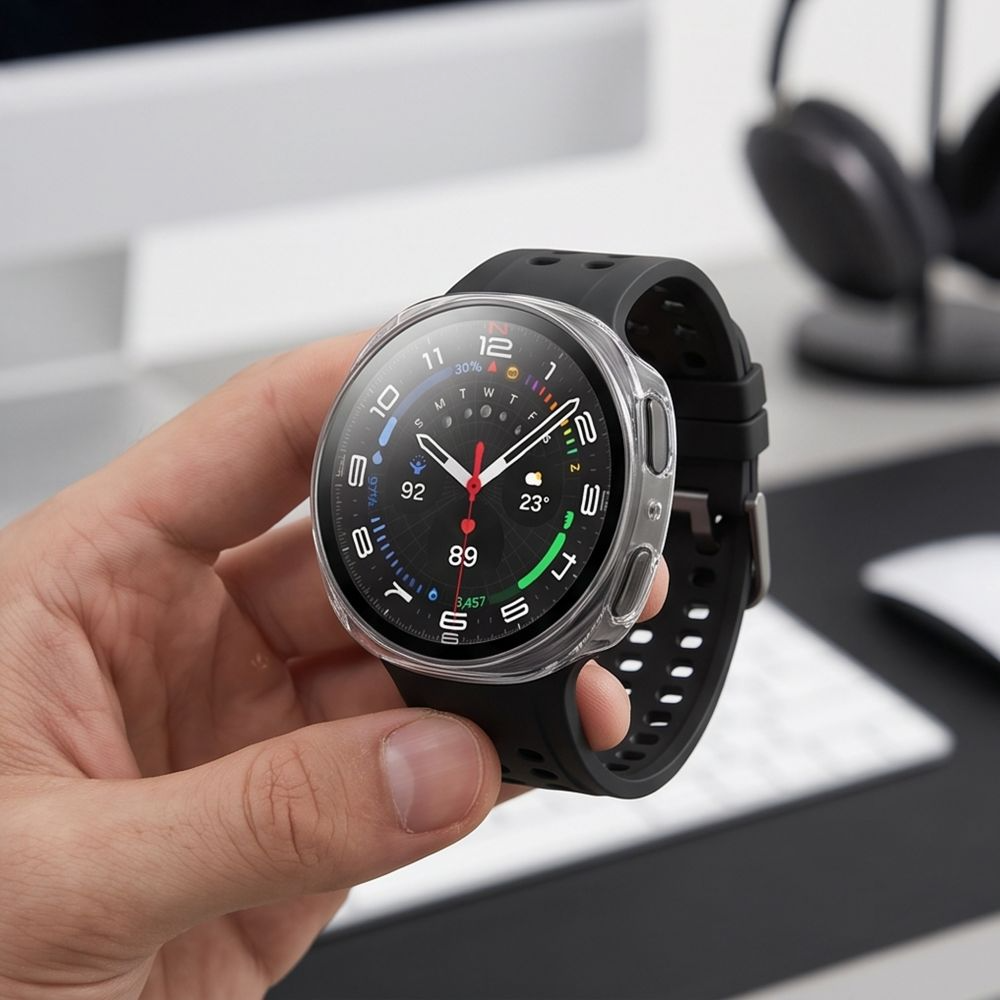 Husa Tech-Protect Defense pentru Samsung Galaxy Watch9 / Watch8 40mm, Set 2 bucati, Neagra / Transparenta