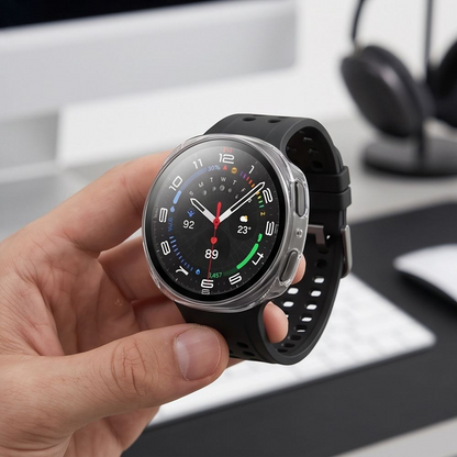 Husa Tech-Protect Defense pentru Samsung Galaxy Watch9 / Watch8 40mm, Set 2 bucati, Neagra / Transparenta