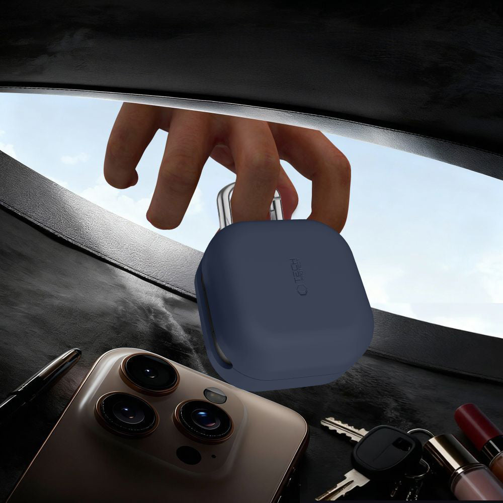 Husa Tech-Protect Silicone Hook pentru Samsung Galaxy Buds4 / Buds4 Pro, Bleumarin