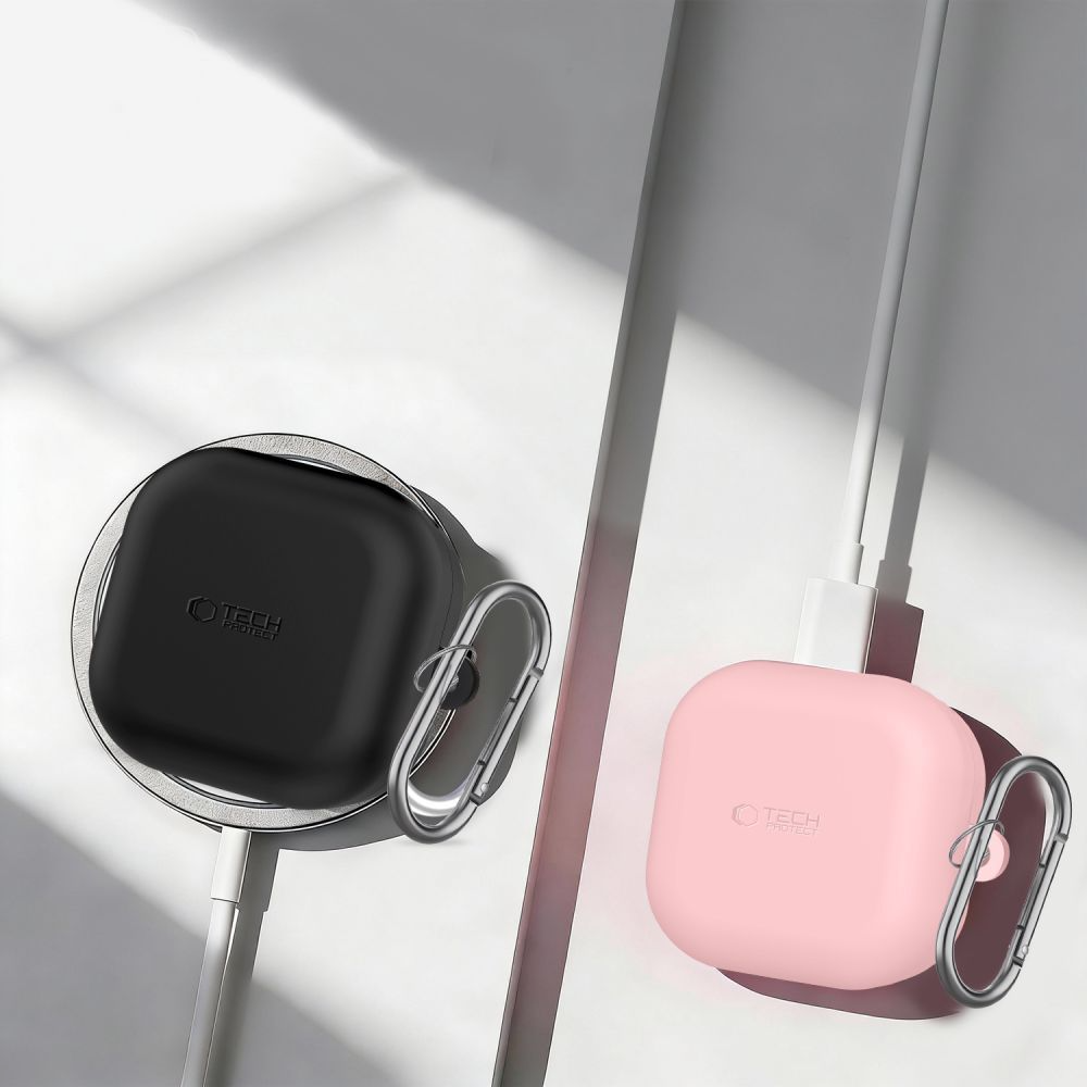 Husa Tech-Protect Silicone Hook pentru Samsung Galaxy Buds4 / Buds4 Pro, Neagra