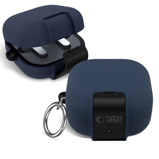 Husa Tech-Protect Slim Hook pentru Samsung Galaxy Buds4 / Buds4 Pro, Bleumarin