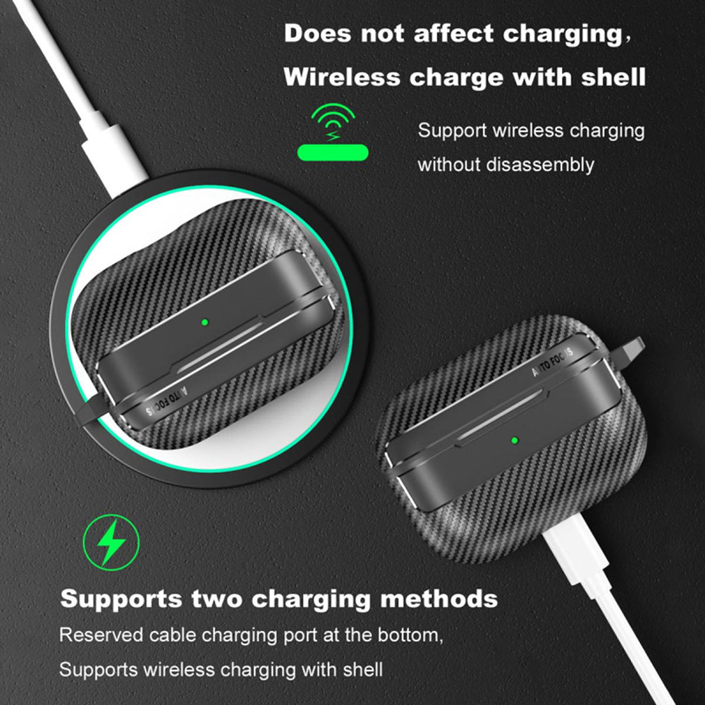 Husa Techsuit CarbonFiber pentru Apple AirPods Pro 3, Neagra