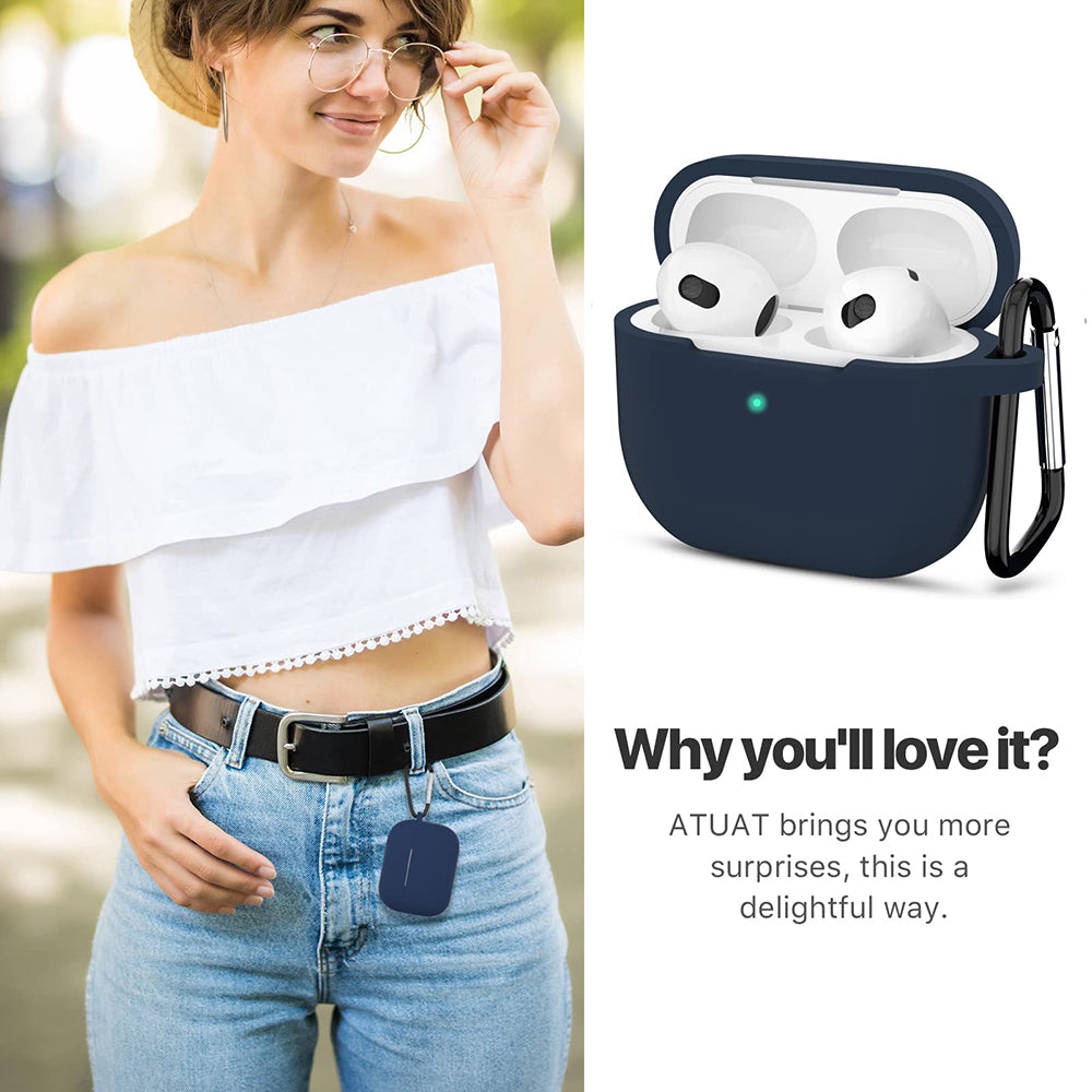 Husa Techsuit Silicone pentru Apple AirPods 3, Bleumarin