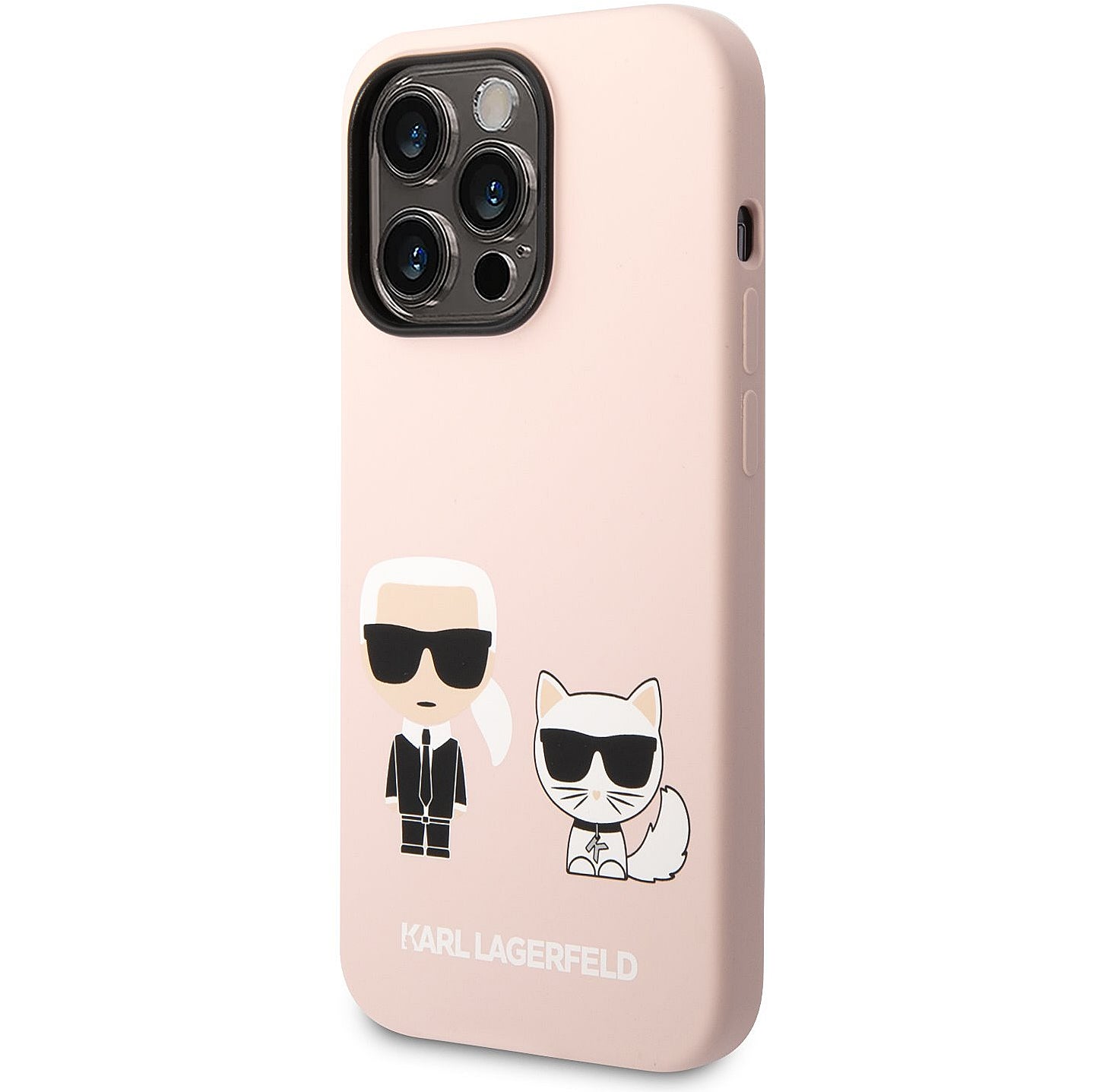 Husa MagSafe pentru Apple iPhone 14 Pro Max, Karl Lagerfeld, Silicone Body Karl & Choupette, Roz