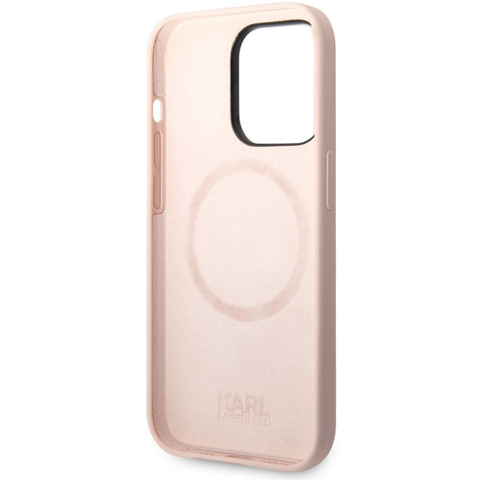 Husa pentru Apple iPhone 14 Pro Max, Karl Lagerfeld, Silicone Karl's Head, Roz