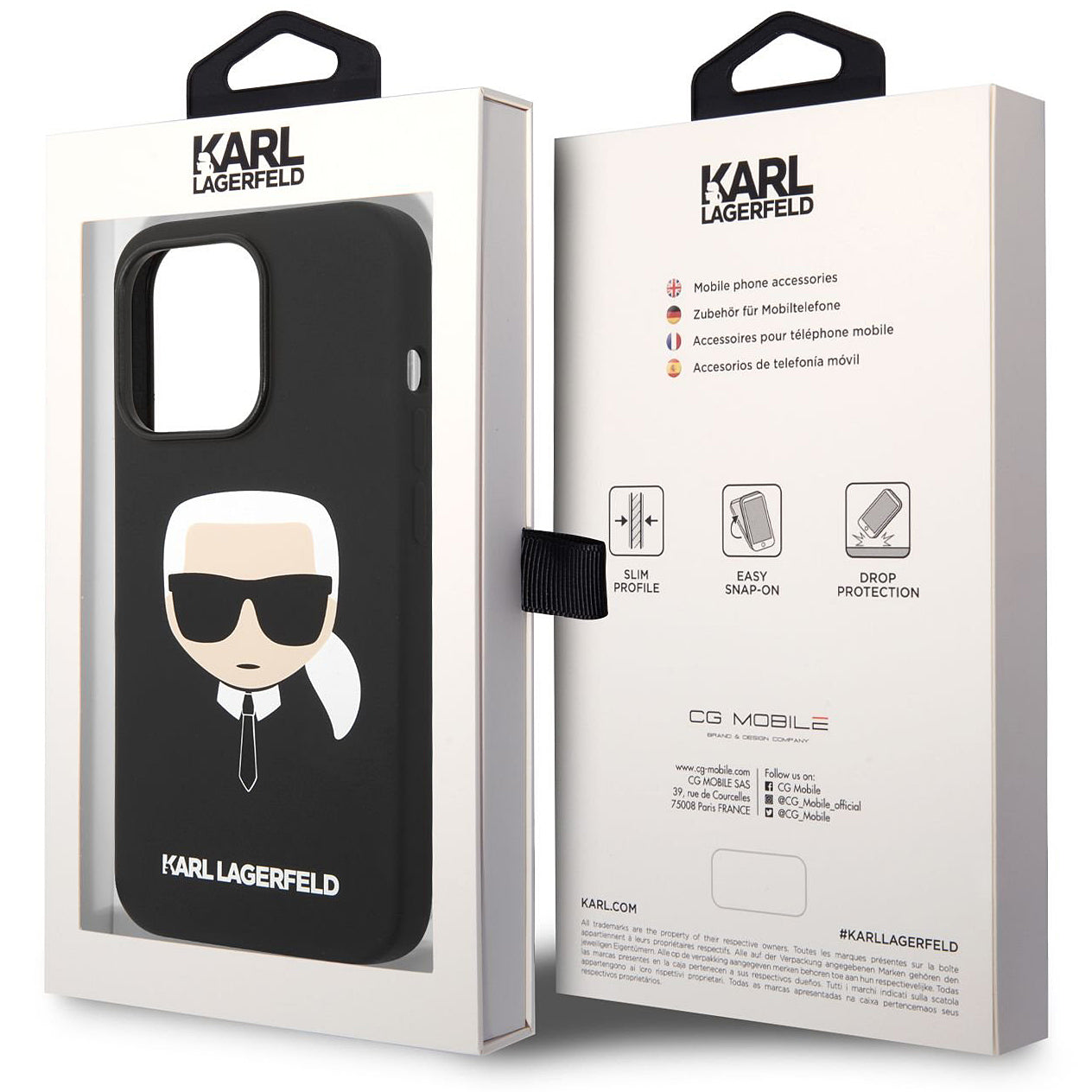 Husa MagSafe pentru Apple iPhone 14 Pro, Karl Lagerfeld, Silicone Karl Head, Neagra