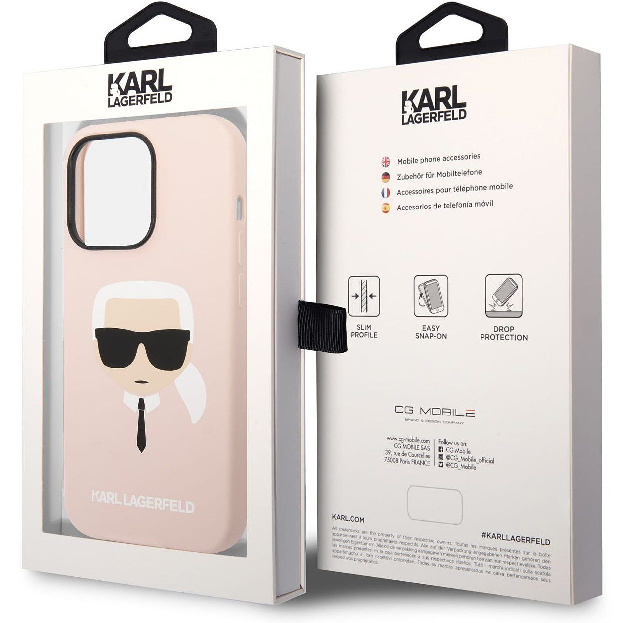 Husa pentru Apple iPhone 14 Pro Max, Karl Lagerfeld, Silicone Karl's Head, Roz