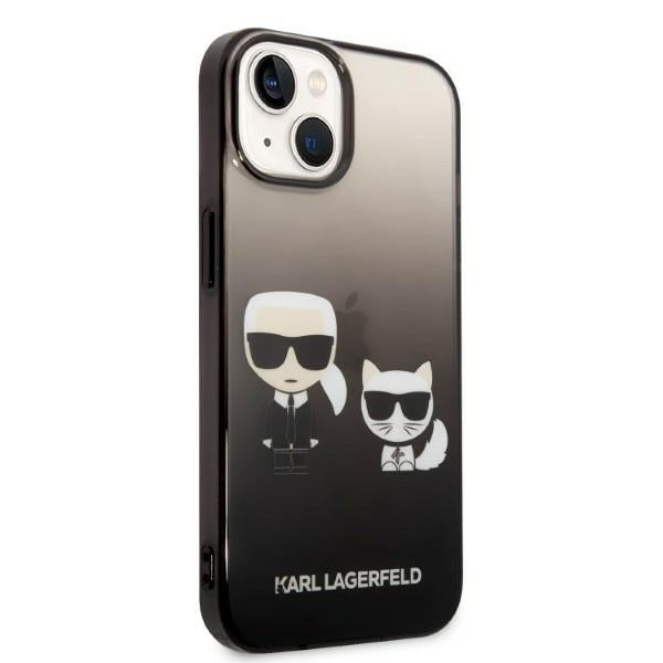 Husa pentru Apple iPhone 14 Plus, Karl Lagerfeld, Gradient Karl & Choupette, Neagra