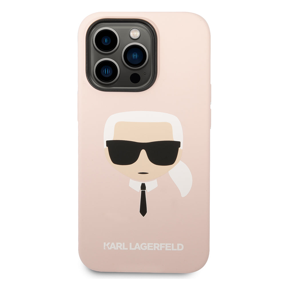 Husa MagSafe pentru Apple iPhone 14 Pro, Karl Lagerfeld, Silicone Karl Head, Roz
