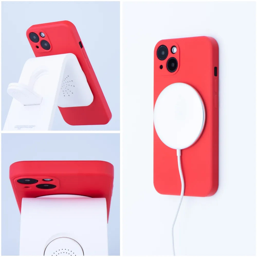 Husa MagSafe pentru Apple iPhone 12 Pro, OEM, Silicone, Rosie
