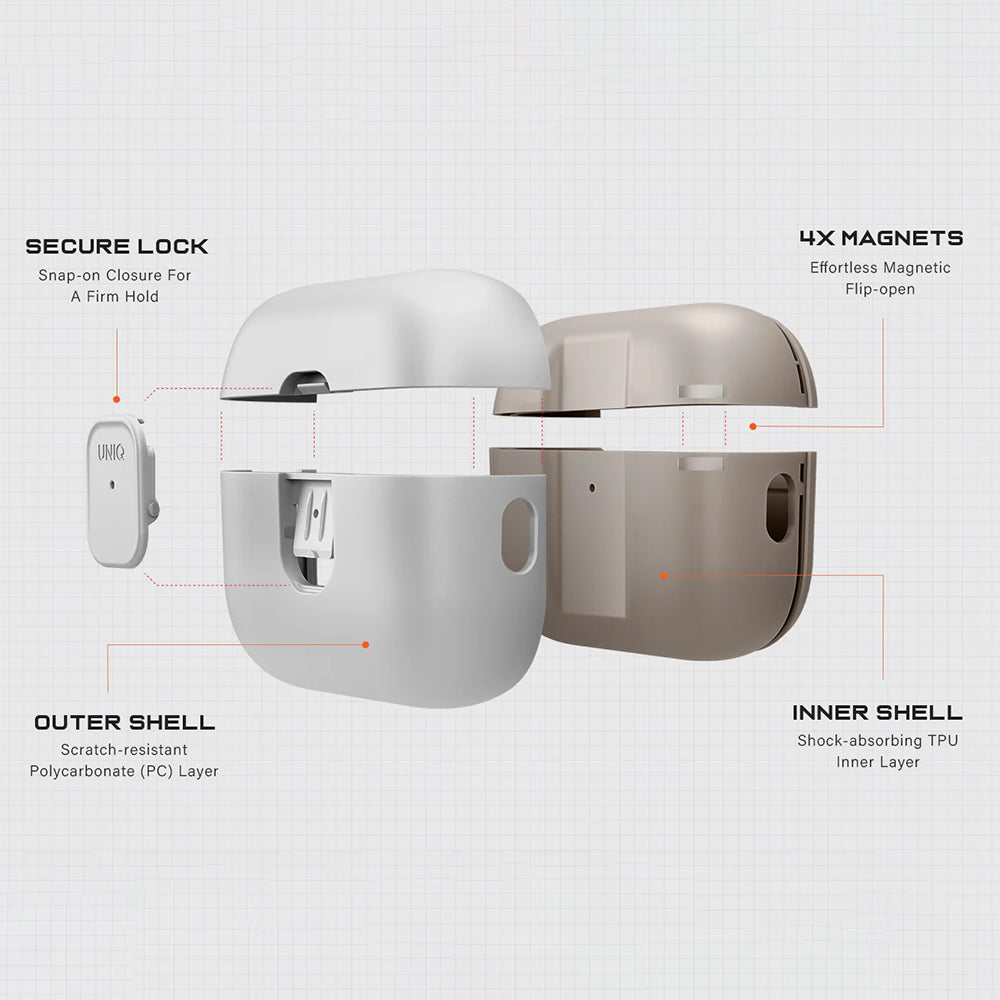 Husa UNIQ Clyde pentru Apple AirPods Pro 3, Gri Bej