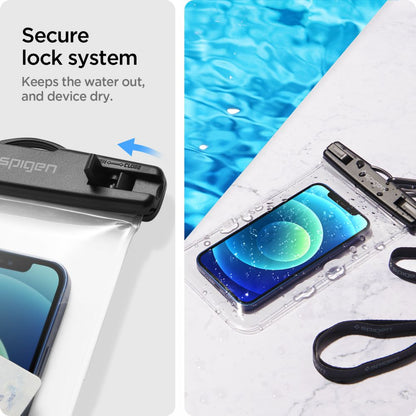 Husa Universala Waterproof pentru Telefon max. 3.5inch - 7inch, Spigen, A601, Set 2 buati, Transparenta AMP03098